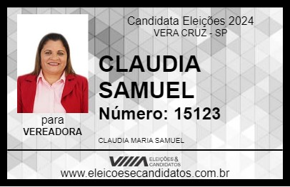 Candidato CLAUDIA SAMUEL 2024 - VERA CRUZ - Eleições