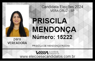 Candidato PRISCILA MENDONÇA 2024 - VERA CRUZ - Eleições