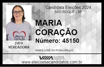 Candidato MARIA CORAÇÃO 2024 - SÃO ROQUE - Eleições