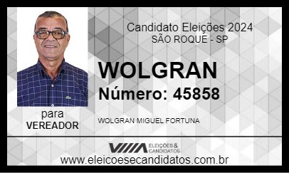 Candidato WOLGRAN 2024 - SÃO ROQUE - Eleições