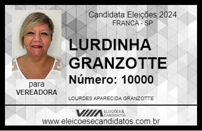 Candidato LURDINHA GRANZOTTE 2024 - FRANCA - Eleições