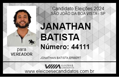 Candidato JONATHAN BATISTA 2024 - SÃO JOÃO DA BOA VISTA - Eleições