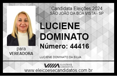 Candidato LUCIENE DOMINATO 2024 - SÃO JOÃO DA BOA VISTA - Eleições