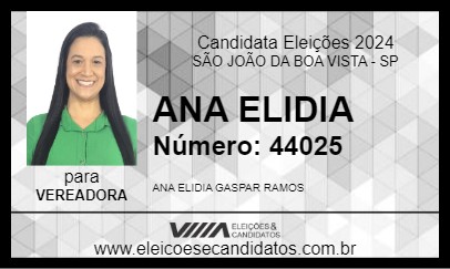 Candidato ANA ELIDIA 2024 - SÃO JOÃO DA BOA VISTA - Eleições