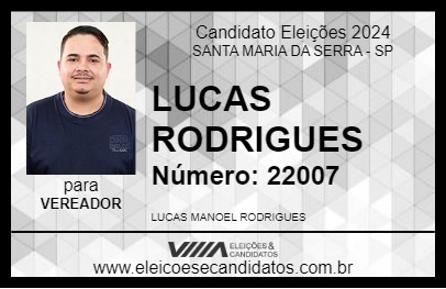 Candidato LUCAS RODRIGUES 2024 - SANTA MARIA DA SERRA - Eleições