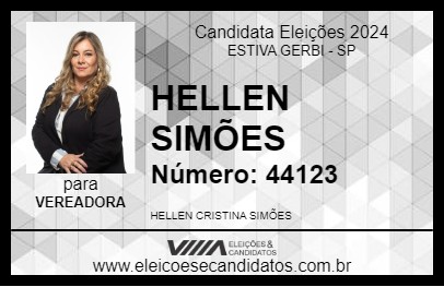 Candidato HELLEN SIMÕES 2024 - ESTIVA GERBI - Eleições