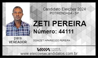 Candidato ZETI PEREIRA 2024 - POTIRENDABA - Eleições