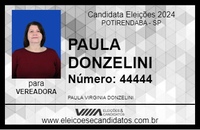 Candidato PAULA DONZELINI 2024 - POTIRENDABA - Eleições