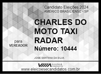 Candidato CHARLES DO MOTO TAXI RADAR 2024 - AMÉRICO BRASILIENSE - Eleições