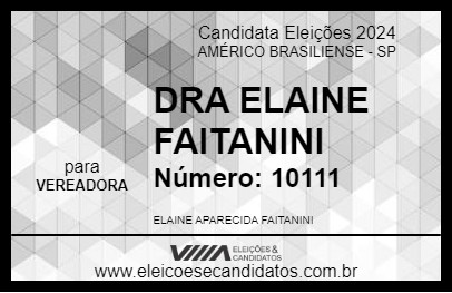 Candidato DRA ELAINE FAITANINI 2024 - AMÉRICO BRASILIENSE - Eleições