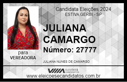 Candidato JULIANA CAMARGO 2024 - ESTIVA GERBI - Eleições