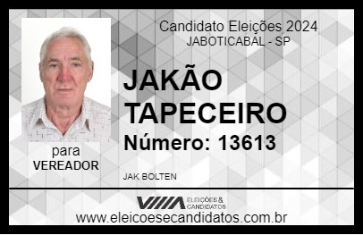 Candidato JAKÃO TAPECEIRO 2024 - JABOTICABAL - Eleições