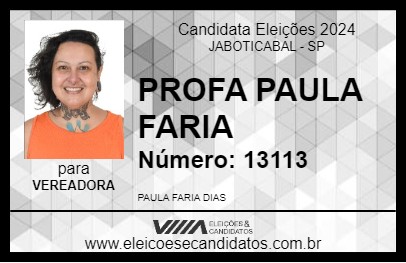 Candidato PROFA PAULA FARIA 2024 - JABOTICABAL - Eleições