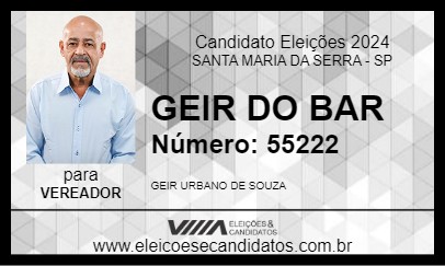 Candidato GEIR DO BAR 2024 - SANTA MARIA DA SERRA - Eleições