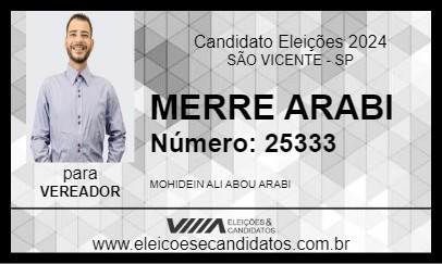 Candidato MERRE ARABI 2024 - SÃO VICENTE - Eleições