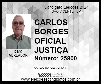 Candidato CARLOS BORGES OFICIAL JUSTIÇA 2024 - SÃO VICENTE - Eleições