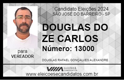 Candidato DOUGLAS DO ZE CARLOS 2024 - SÃO JOSÉ DO BARREIRO - Eleições