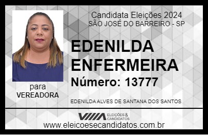 Candidato EDENILDA ENFERMEIRA 2024 - SÃO JOSÉ DO BARREIRO - Eleições