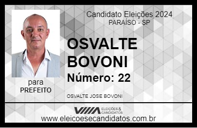 Candidato OSVALTE BOVONI 2024 - PARAÍSO - Eleições