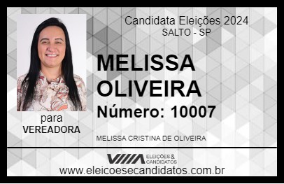 Candidato MELISSA OLIVEIRA 2024 - SALTO - Eleições