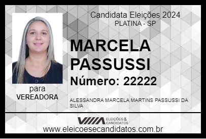 Candidato MARCELA PASSUSSI 2024 - PLATINA - Eleições