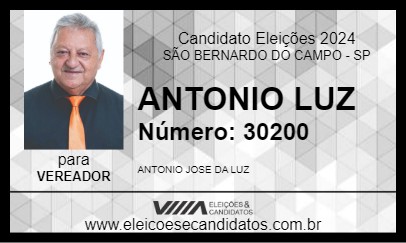 Candidato ANTONIO LUZ 2024 - SÃO BERNARDO DO CAMPO - Eleições