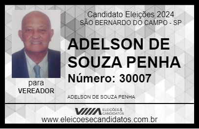 Candidato ADELSON DE SOUZA PENHA 2024 - SÃO BERNARDO DO CAMPO - Eleições