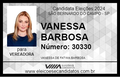 Candidato VANESSA BARBOSA 2024 - SÃO BERNARDO DO CAMPO - Eleições