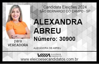 Candidato ALEXANDRA ABREU 2024 - SÃO BERNARDO DO CAMPO - Eleições