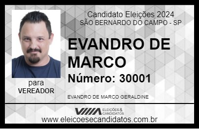 Candidato EVANDRO DE MARCO 2024 - SÃO BERNARDO DO CAMPO - Eleições