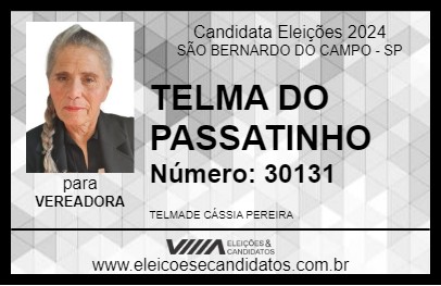 Candidato TELMA DO PASSATINHO 2024 - SÃO BERNARDO DO CAMPO - Eleições