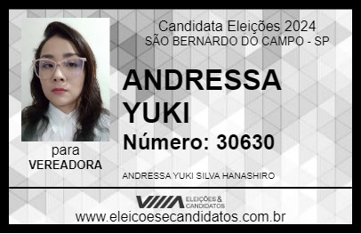 Candidato ANDRESSA YUKI 2024 - SÃO BERNARDO DO CAMPO - Eleições