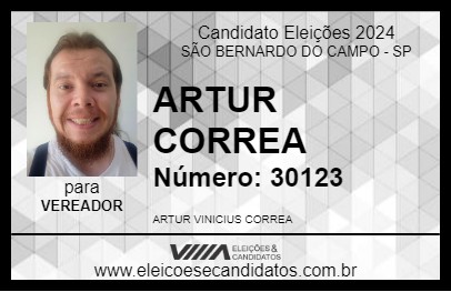 Candidato ARTUR CORREA 2024 - SÃO BERNARDO DO CAMPO - Eleições