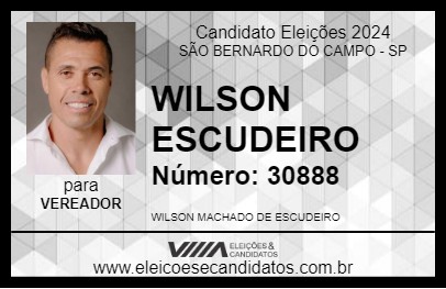 Candidato WILSON ESCUDEIRO 2024 - SÃO BERNARDO DO CAMPO - Eleições