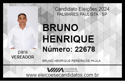 Candidato BRUNO HENRIQUE 2024 - PALMARES PAULISTA - Eleições