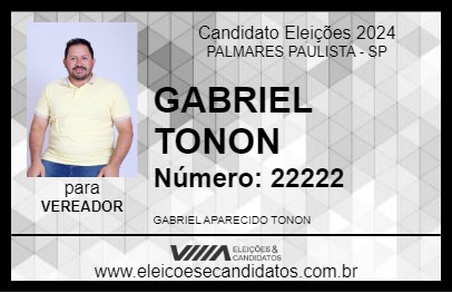 Candidato GABRIEL TONON 2024 - PALMARES PAULISTA - Eleições