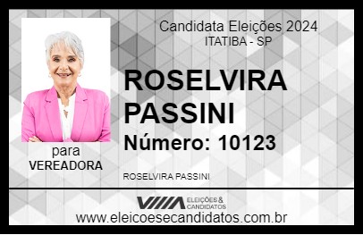 Candidato ROSELVIRA PASSINI 2024 - ITATIBA - Eleições