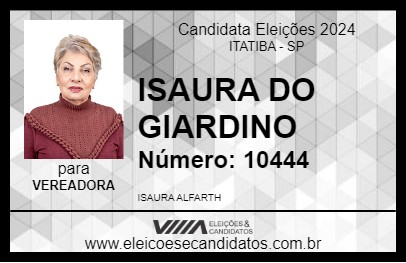 Candidato ISAURA DO GIARDINO 2024 - ITATIBA - Eleições