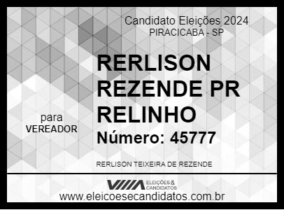 Candidato RERLISON REZENDE  PR RELINHO 2024 - PIRACICABA - Eleições