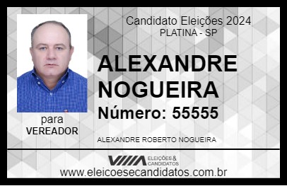 Candidato ALEXANDRE NOGUEIRA 2024 - PLATINA - Eleições