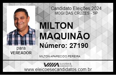 Candidato MILTON MAQUINÃO 2024 - MOGI DAS CRUZES - Eleições