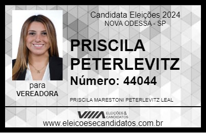 Candidato PRISCILA PETERLEVITZ 2024 - NOVA ODESSA - Eleições