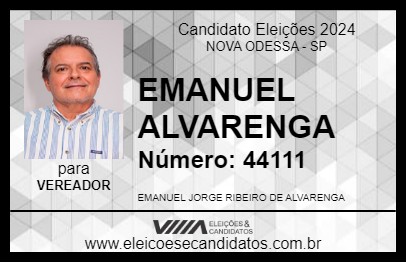 Candidato EMANUEL ALVARENGA 2024 - NOVA ODESSA - Eleições