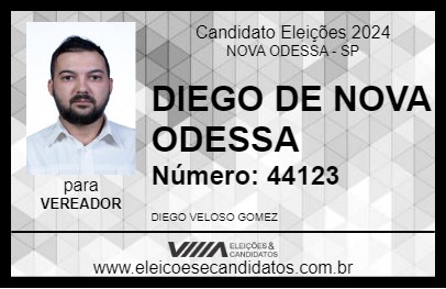 Candidato DIEGO DE NOVA ODESSA 2024 - NOVA ODESSA - Eleições