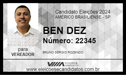 Candidato BEN DEZ 2024 - AMÉRICO BRASILIENSE - Eleições