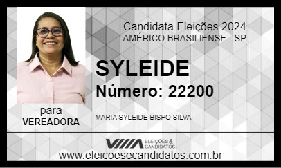 Candidato SYLEIDE 2024 - AMÉRICO BRASILIENSE - Eleições