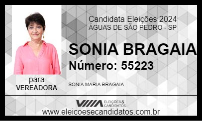 Candidato SONIA BRAGAIA 2024 - ÁGUAS DE SÃO PEDRO - Eleições