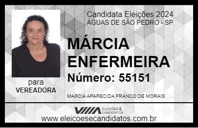 Candidato MÁRCIA ENFERMEIRA 2024 - ÁGUAS DE SÃO PEDRO - Eleições