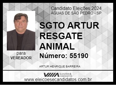 Candidato SGTO ARTUR RESGATE ANIMAL 2024 - ÁGUAS DE SÃO PEDRO - Eleições