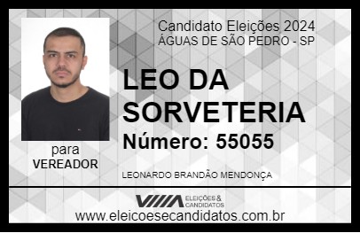 Candidato LEO DA SORVETERIA 2024 - ÁGUAS DE SÃO PEDRO - Eleições